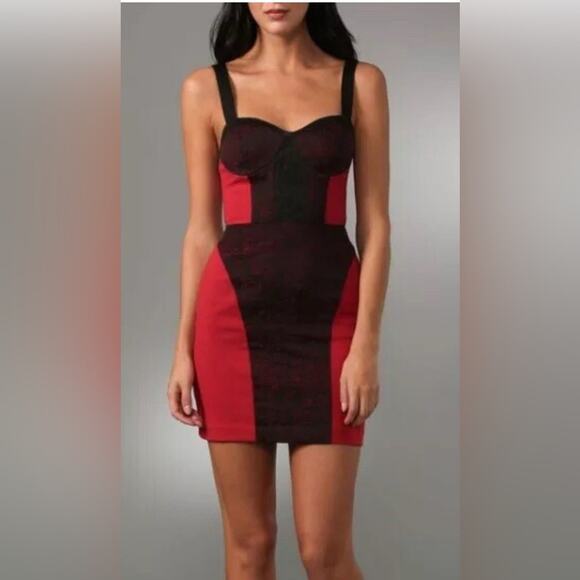 Rebecca Minkoff Red and Black Mini Dress Sz. 8 - Picture 12 of 12